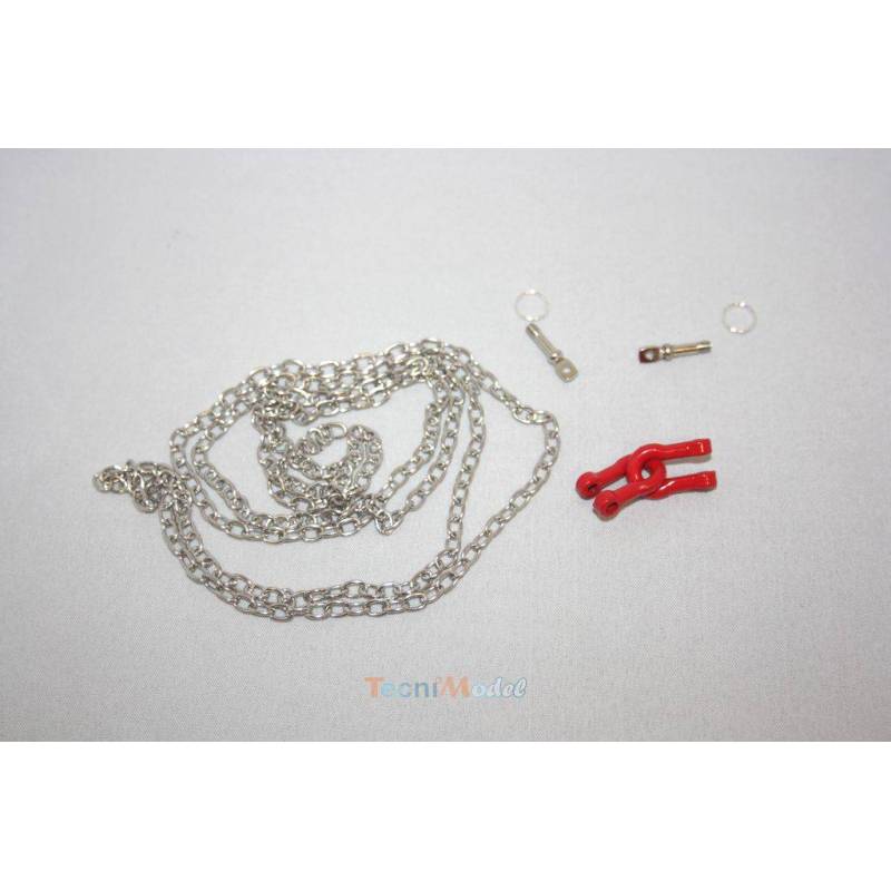 80cm metal chain with 2 red metal shackles - HERCULES HOBBY CRSP004RD