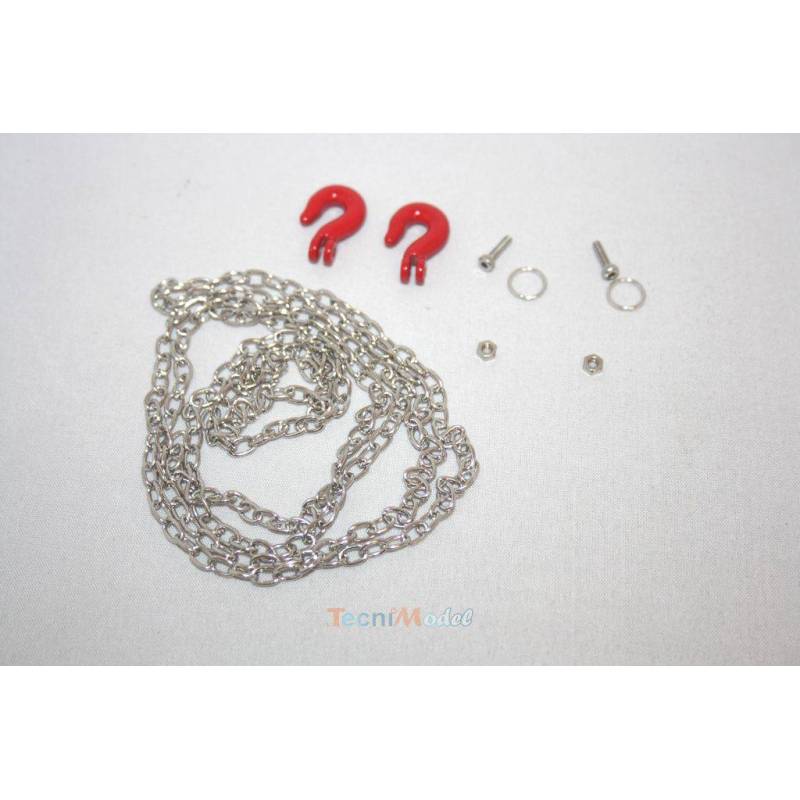 1 Metal Chain 80cm with 2 red metal hooks - HERCULES HOBBY CRSP005