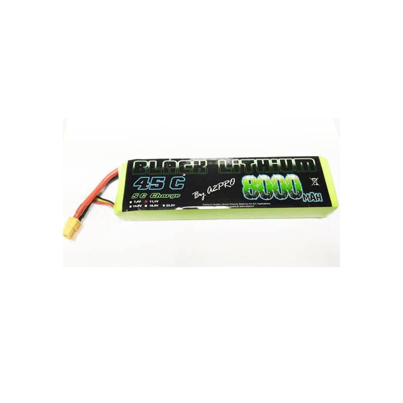 Black Lithium 8000mAh 45C 3S Lipo Battery 11.1v (XT-60 plug)