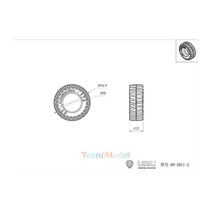 Paire de pneus Avant pour tracteur 1/16 Bruder