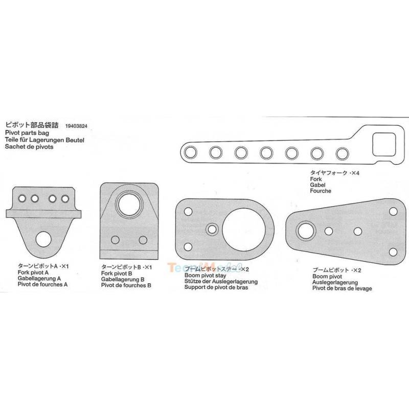 Pivots part bag for Tamiya Volvo tow truck