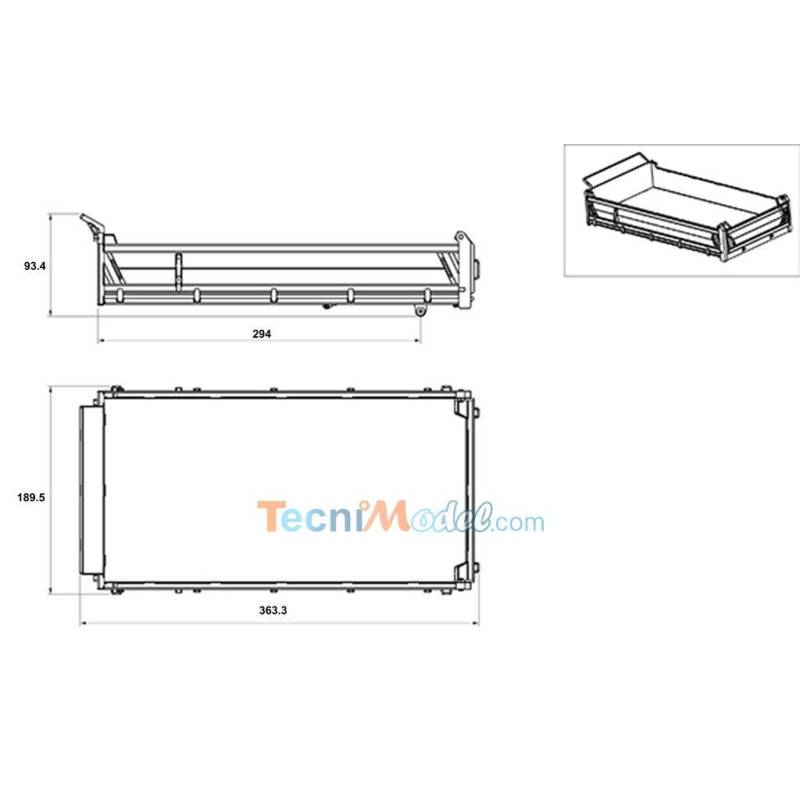 Benne en acier inoxydable pour camion rc 4x4 1/14 - LESU LS-A0025