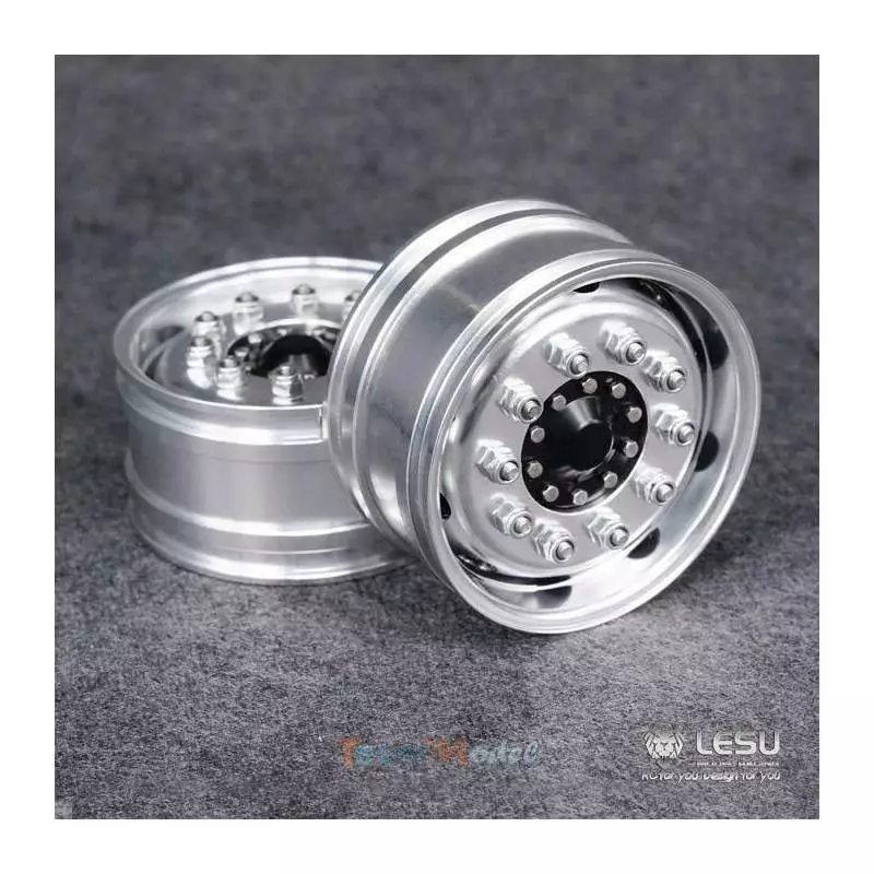 Paire de jantes alu avant larges Black LESU pour essieux avec Hexagones