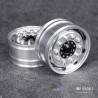 Pair of aluminium black LESU wide front wheels for axles with hexagons