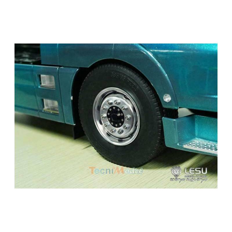 Pair of aluminium black LESU wide front wheels for axles with hexagons