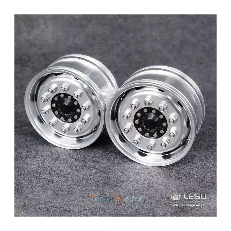 Paire de jantes alu avant larges Black LESU pour essieux avec Hexagones