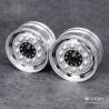 Pair of aluminium black LESU wide front wheels for axles with hexagons