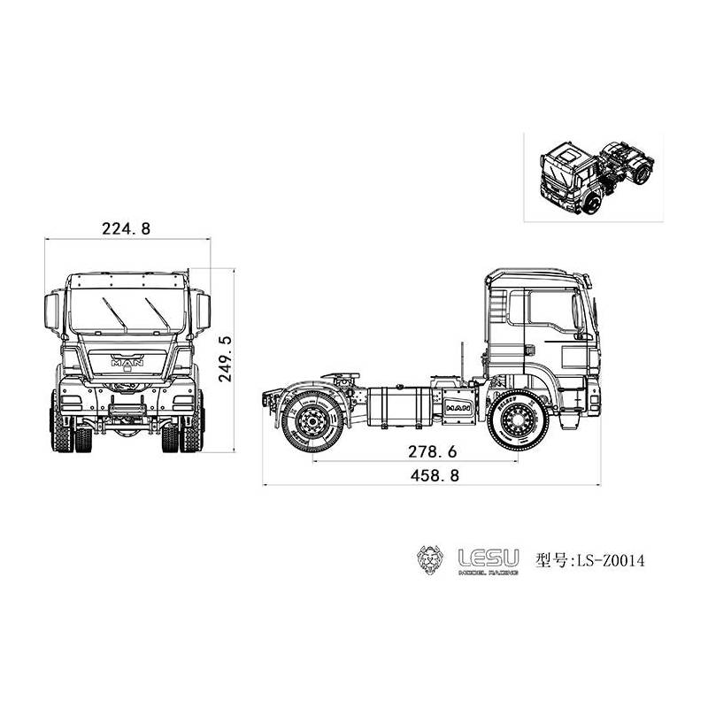 Camion radiocommandé MAN TGS 4x2 tracteur LESU au 1/14ème réf LS-Z0014