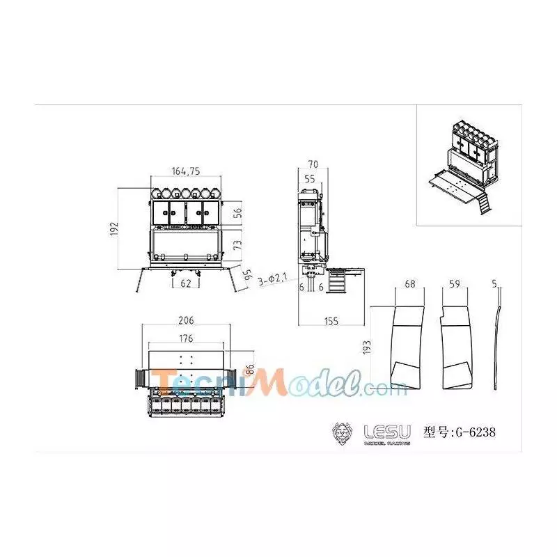 Equipment rack for Volvo FH16 1/14 RC heavy-duty tractor by Lesu - LESU G-6238