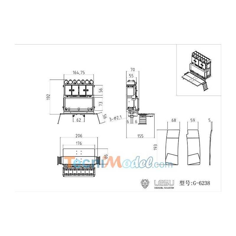 Rack d'équipement pour tracteur lourd RC Volvo FH16 1/14 par Lesu - LESU G-6238