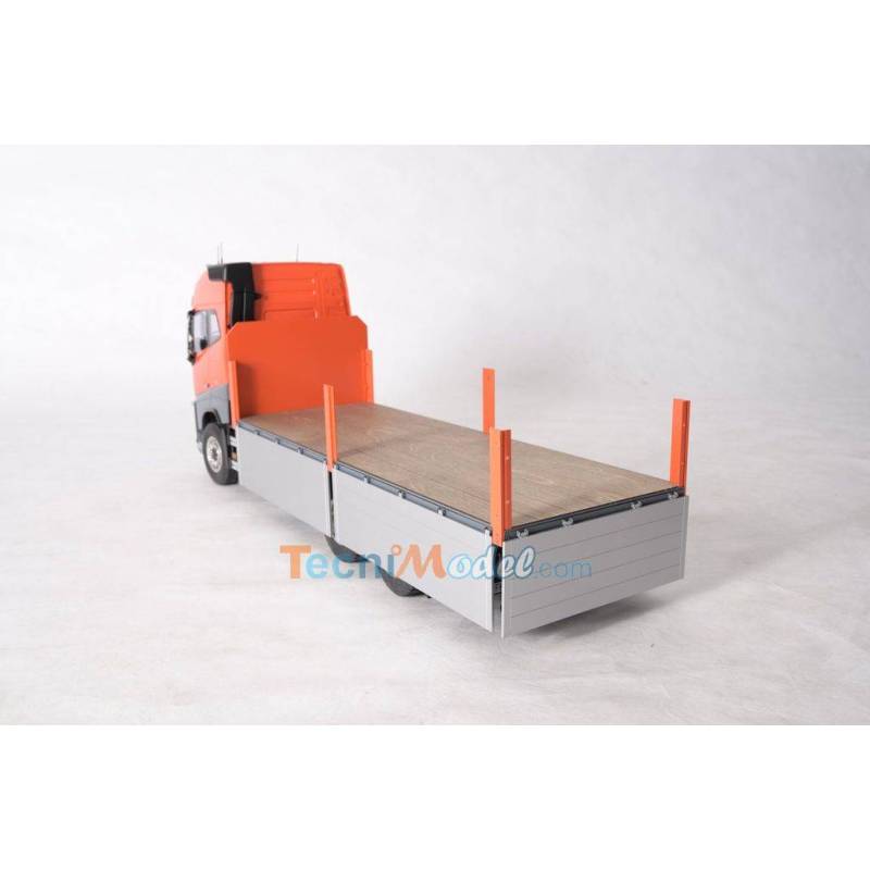 Plateau à ridelles en métal pour camion rc porteur 3 essieux 1/14