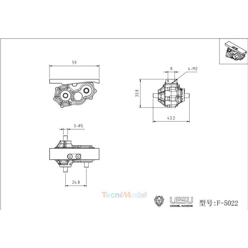 1:1.5 metal transfer case for trucks Tamiya