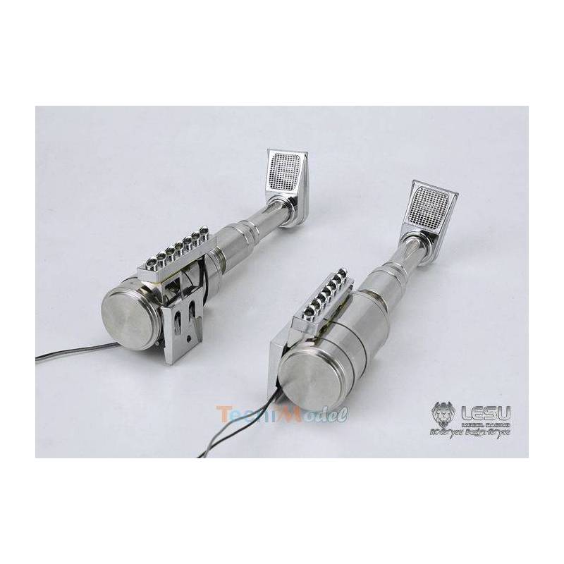 Paire de filtres à air LESU GW-K017 avec prise d'air haute façon camion australien et barres de leds verticales