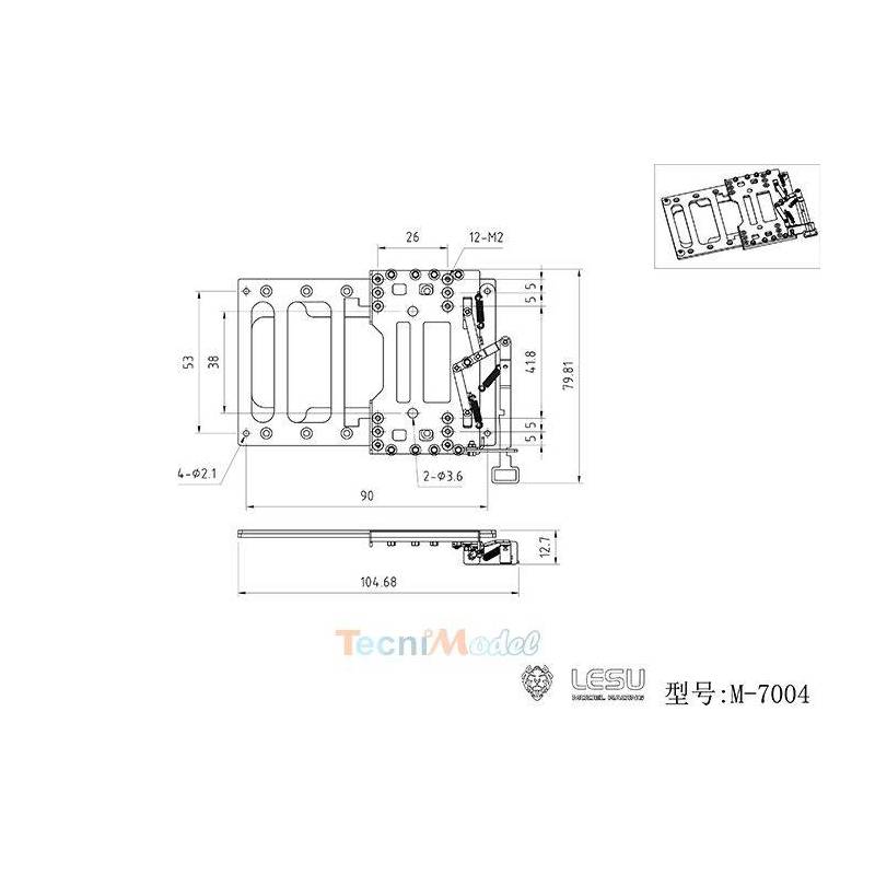 Sellette en aluminium LESU M-7704-B à position réglable pour camion rc Tamiya et Lesu, non-compatible avec les remorques Tamiya 