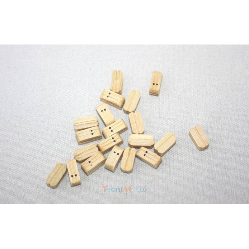 20 Poulies Doubles en bois clair 10mm AERONAUT 522210
