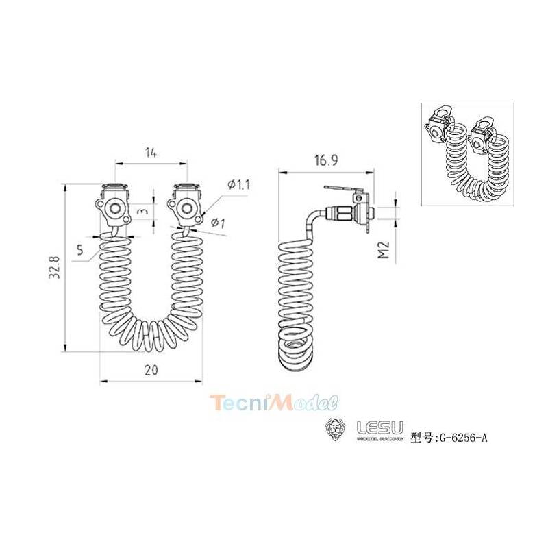 Paire de tuyaux d'air factices pour camions rc 1/14