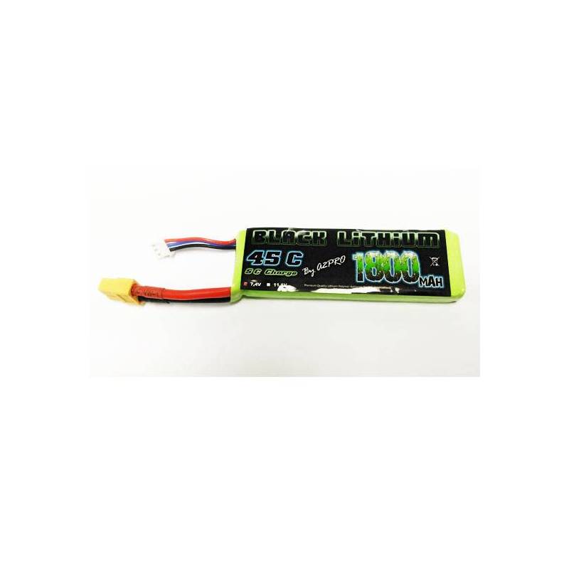 Accu Lipo Black Lithium 1800mAh 45C 2S (prise XT60)