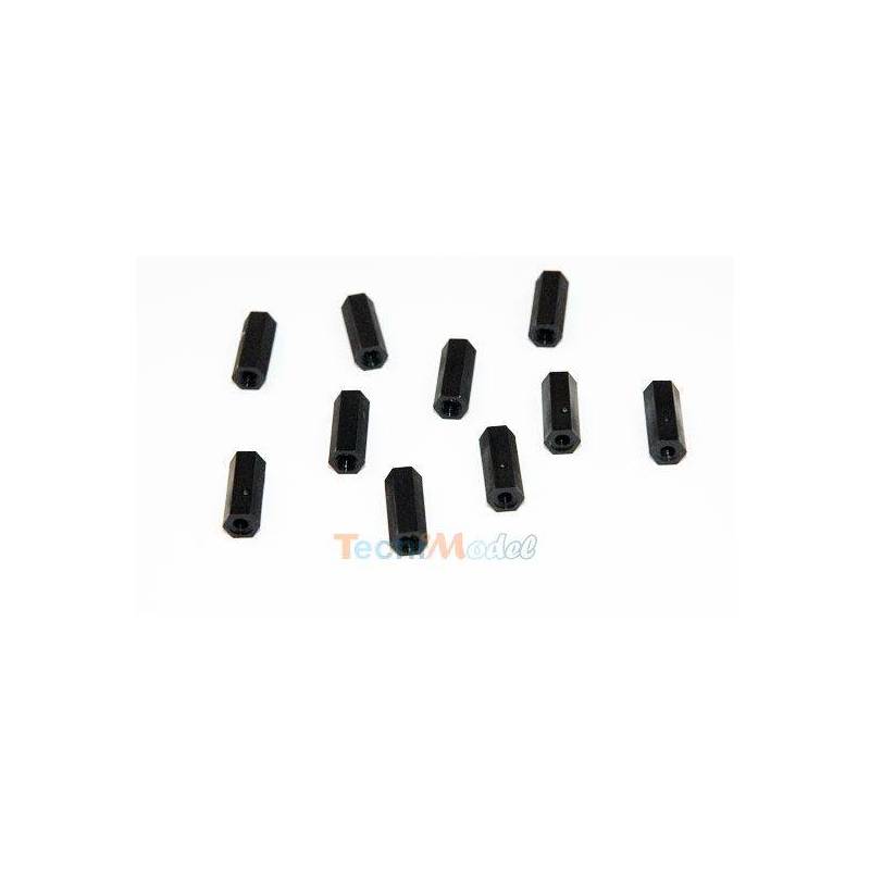 10 Entretoise nylon noir femelle/femelle M3x15 (10ps) de A2PRO