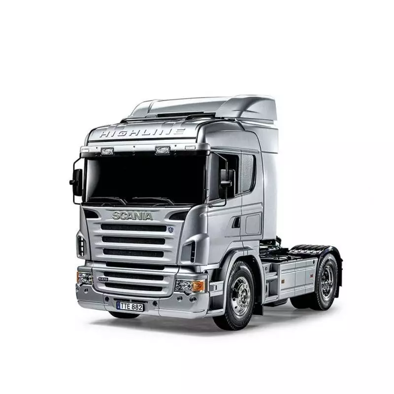 Camion Tamiya Scania r470 Aluminium Brillant avec module lumières et son (Pack complet)