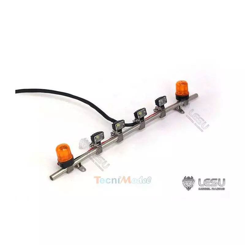 Rampe de projecteurs et gyrophares oranges pour camion Tamiya LESU S-1300