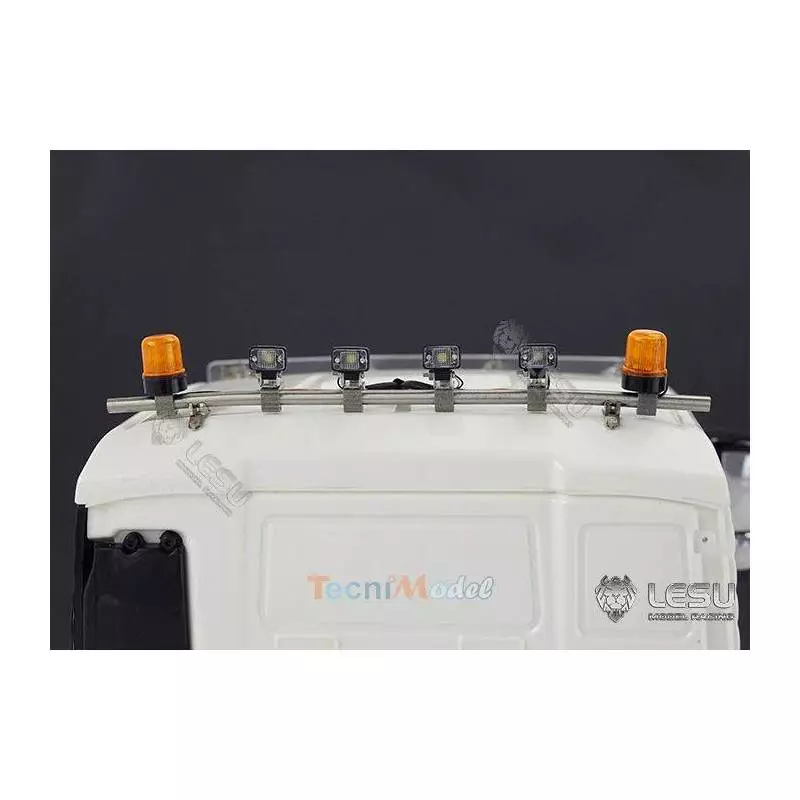Rampe de projecteurs et gyrophares oranges pour camion Tamiya LESU S-1300