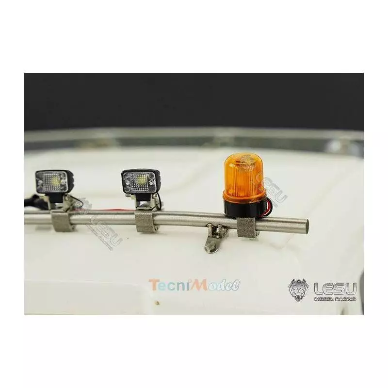 Rampe de projecteurs et gyrophares oranges pour camion Tamiya LESU S-1300