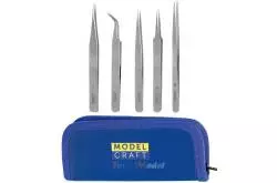 Lot de 5 Pinces Brucelles en Inox KRICK 430432 / Modelcraft PTW2185/S