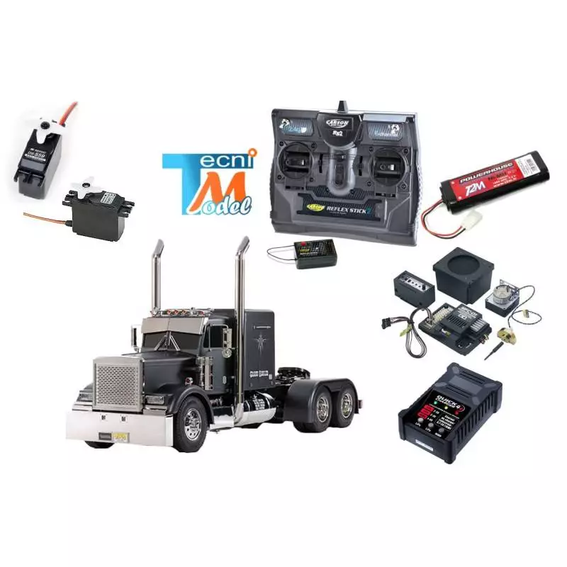 Camion Tamiya Grand Hauleur "Black Matte" avec module lumières et son (Pack complet)