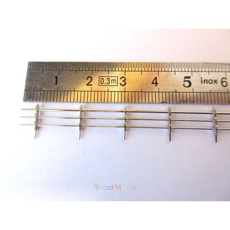 5 Nickel-plated brass railings 7mm x 250mm Aero-Naut 5603/07 - 560307