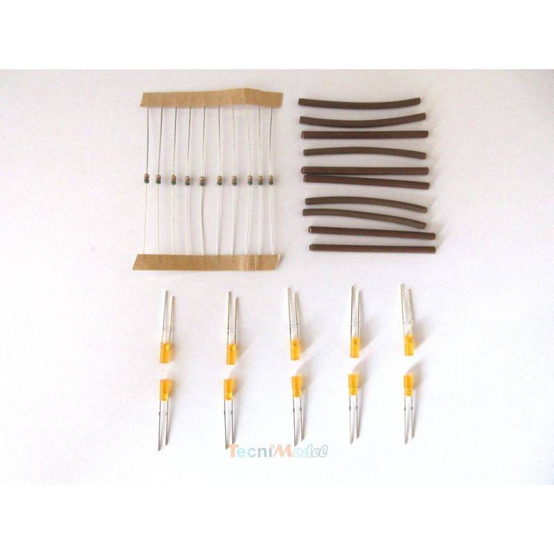 Kit of 10 orange diffusing 3mm barrel leds 6v/7.2v