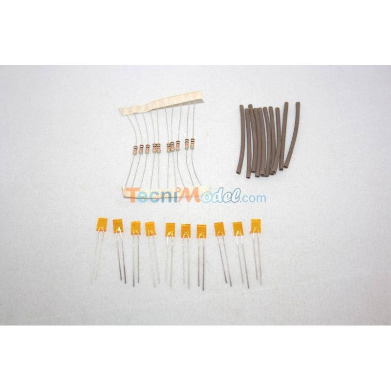 Kit 10 orange rectangular leds 7x2mm 6v 7.2v low luminosity