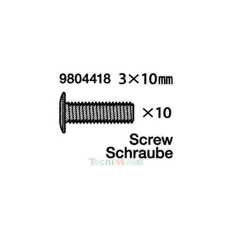 10 Vis à tête extra plate M3x10mm Réf Tamiya 9804418