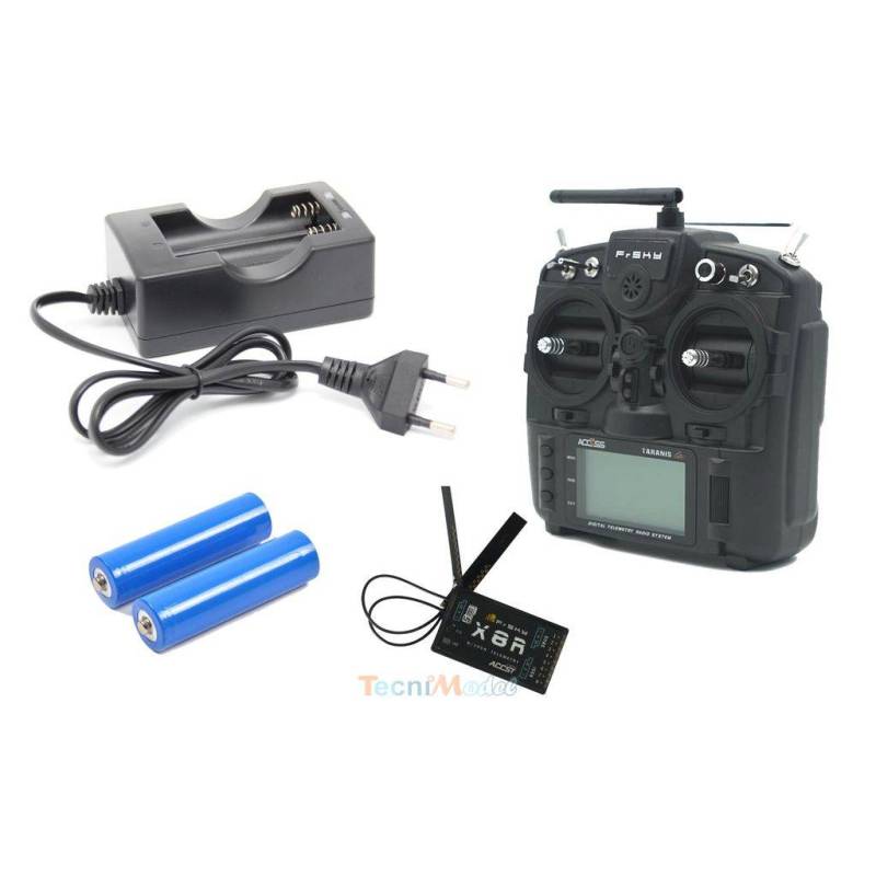 Combo Radio Fr-Sky Taranis X9 Lite Noire ACCESS ACCST + Récepteur X8R + Accus + Chargeur