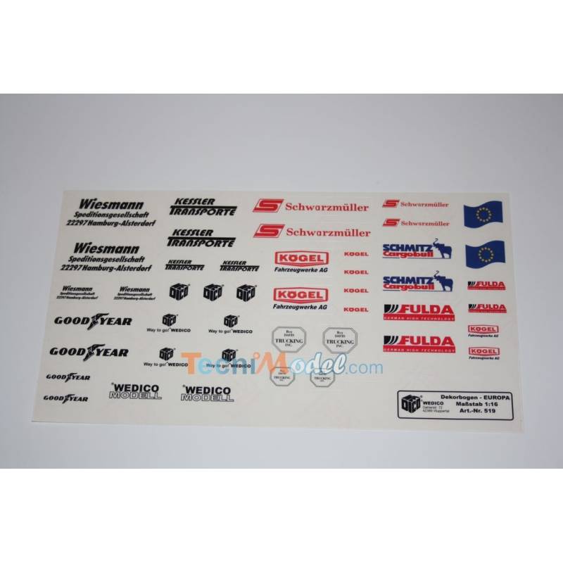 Adhesive symbol sheet for European trucks - Wedico 519 - Thicon 519-W