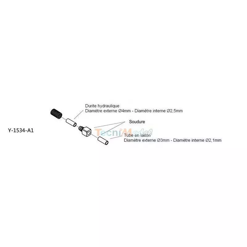 Raccord hydraulique à braser pour tube Ø3mm LESU Y-1534-A1