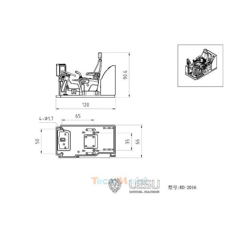 Intérieur de cabine pour pelleteuse sur roues 1/14 - LESU RD-2016