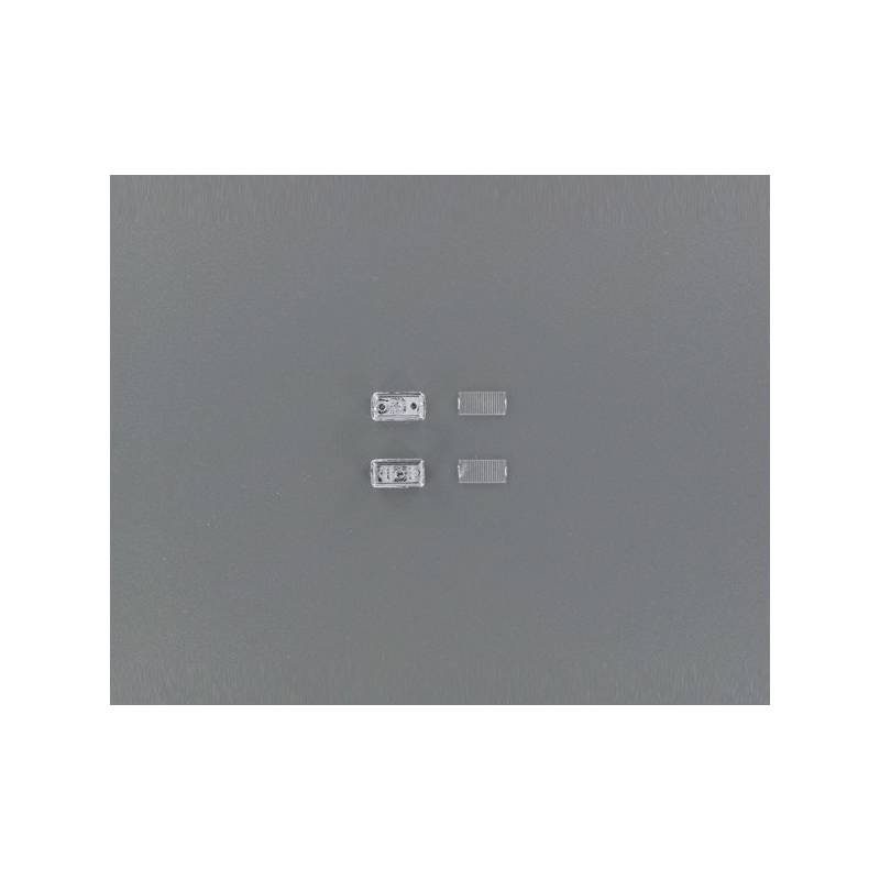 2 Chromed rectangular 12x7mm lights with white glass - Veroma 216985
