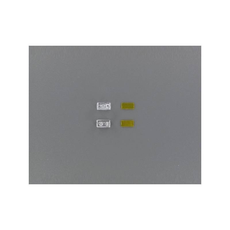 2 Feux rectangulaires chromés 12x7mm avec vitres jaunes - Veroma 216986