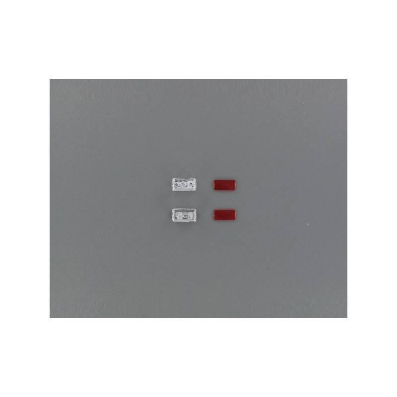 2 Feux rectangulaires chromés 12x7mm avec vitres rouges - Veroma 216987