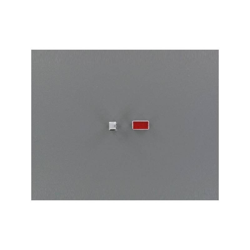 2 Feux rectangulaires chromés 12x7mm avec vitres rouges - Veroma 216987
