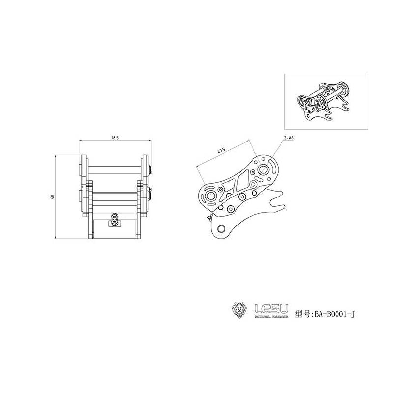 Coupleur rapide hydraulique pour pelleteuse LESU C374F - Réf : BA-B0001-J