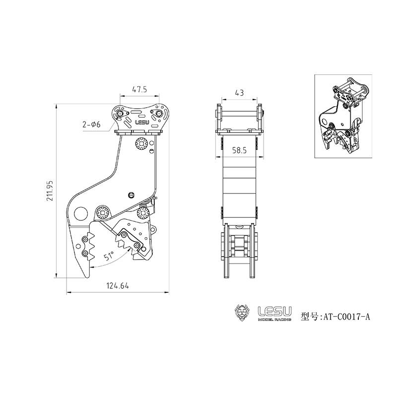 Demolition jaw for excavator RC LESU C374F - LESU C-0017-A