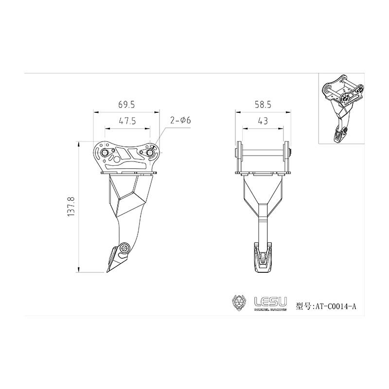 Ripper for RC backhoe LESU C374F
LESU C-0014-A