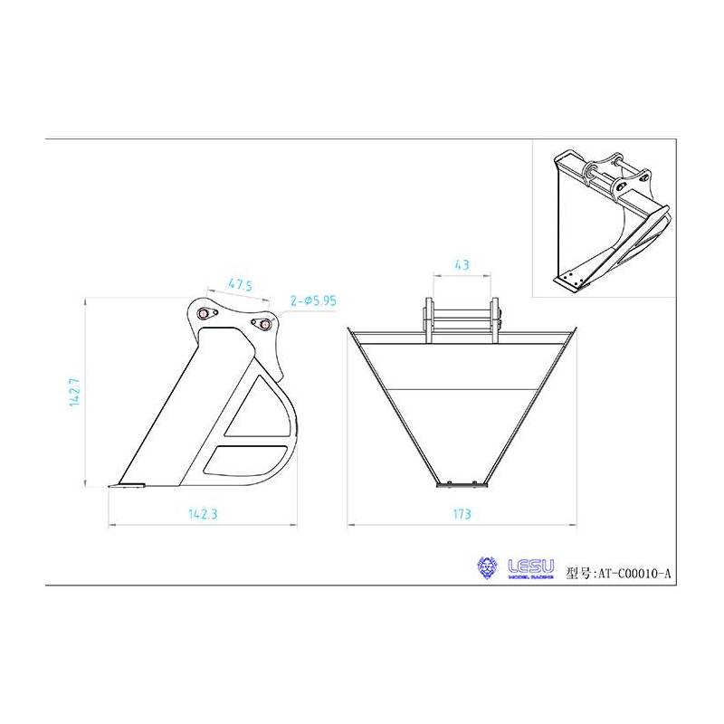 Godet trapèze pour pelleteuse LESU C374F - Réf : AT-C0010A