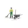 Bruder - 62610 - Figurine - Fermier avec Casquette, Fourche, Rateau et Brouette