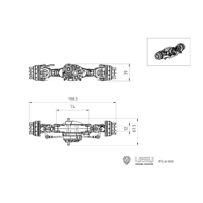 Pont avant moteur intermédiaire LESU avec moyeu réducteur Q-9029