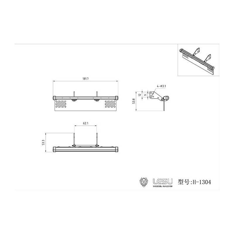 Barre anti-encastrement pour Volvo grumier Tamiya avec feux de gabarit LESU H-1304