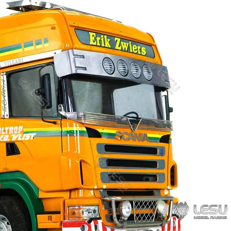 Stainless steel visor with round lights for Scania 1/14 RC Truck by LESU
LESU S-1254-D