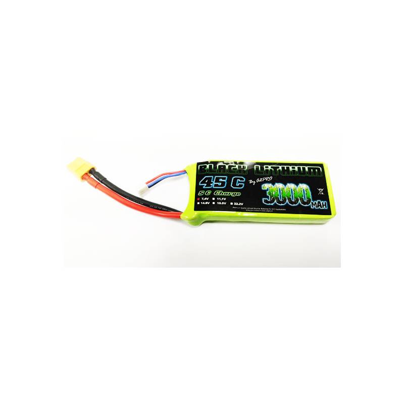 Lipo Battery Black Lithium 3000mAh 45C 2S réf : 9300320