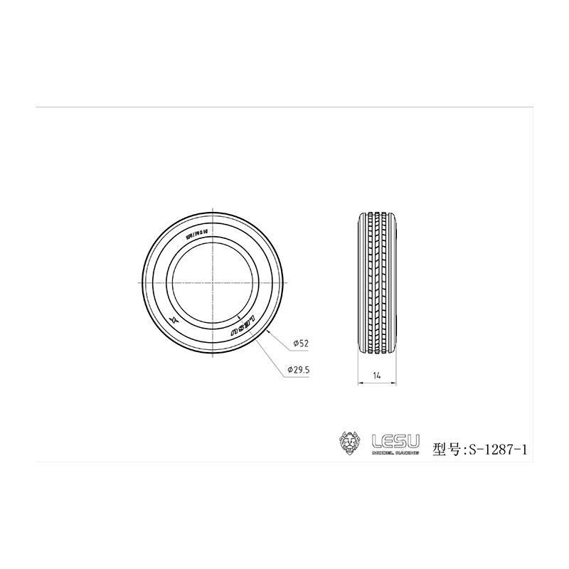 Paire de Pneus Ø52mm LESU pour remorques surbaissées - Réf : S-1287 / S-1287-1